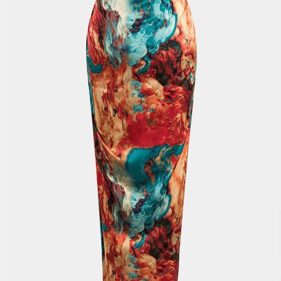 New! MICAS Satin Floral Print Tie Front Skirt - Size Medium - Picture 2 of 8